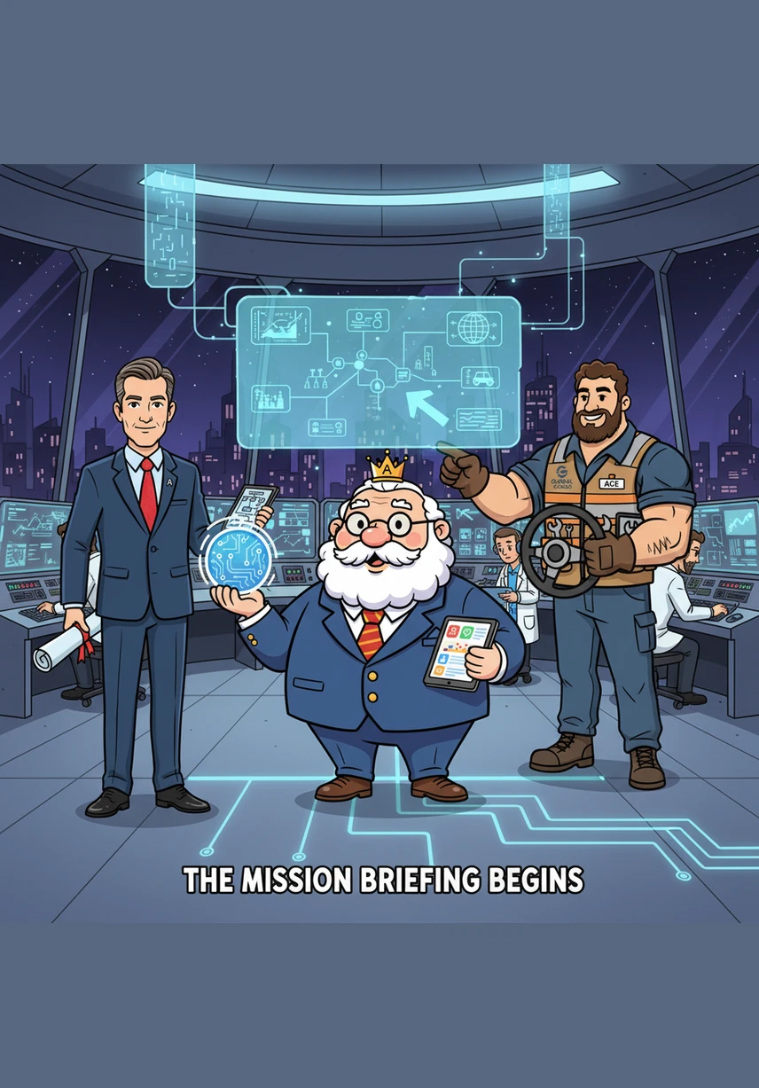 Two identical copies of the mission plan are generated, acting as the physical anchors for the digital data. Arthur keeps the first copy on his desk for oversight, while the second copy is prepared for its journey to the heart of the operations center.