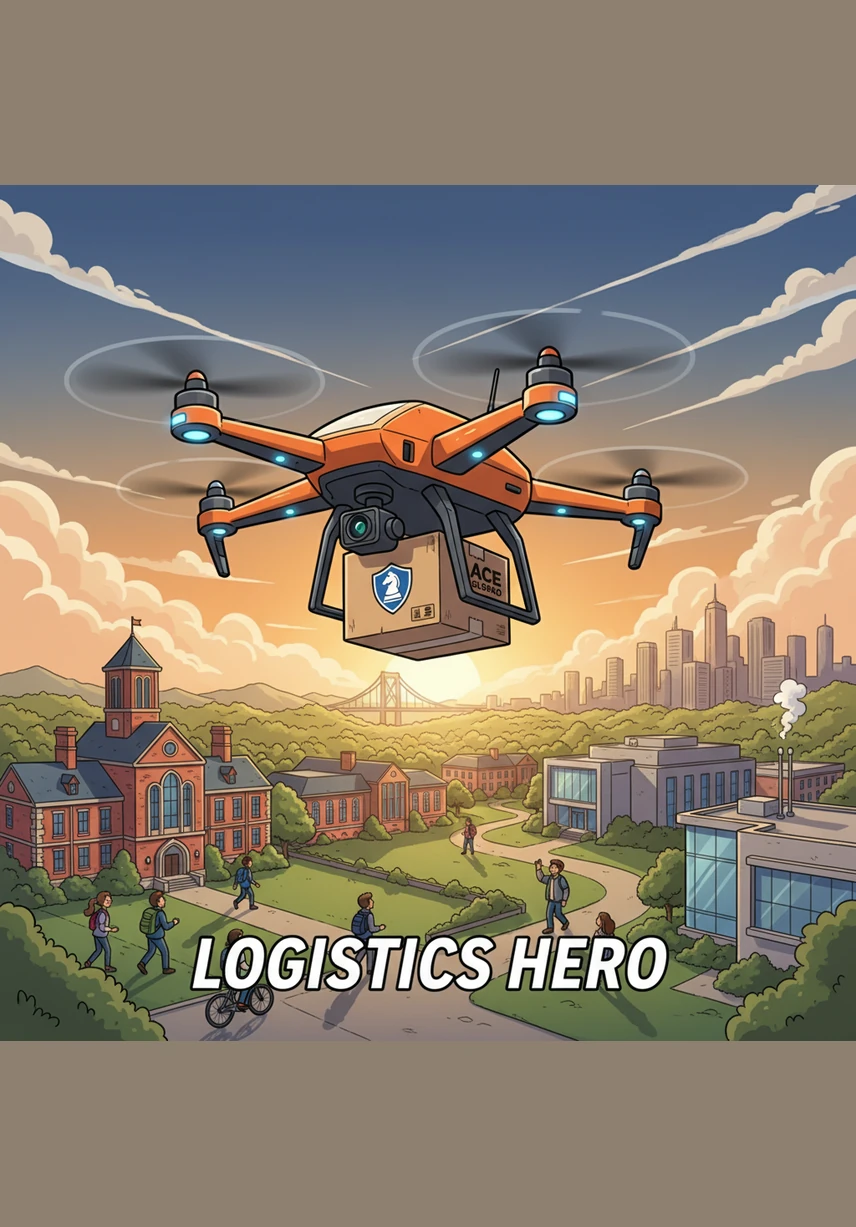 A swift messenger drone carries the second copy of the mission file across the vast campus toward the Great Warehouse. This document is the essential bridge that ensures the warehouse team knows exactly what needs to be packed and prepared.