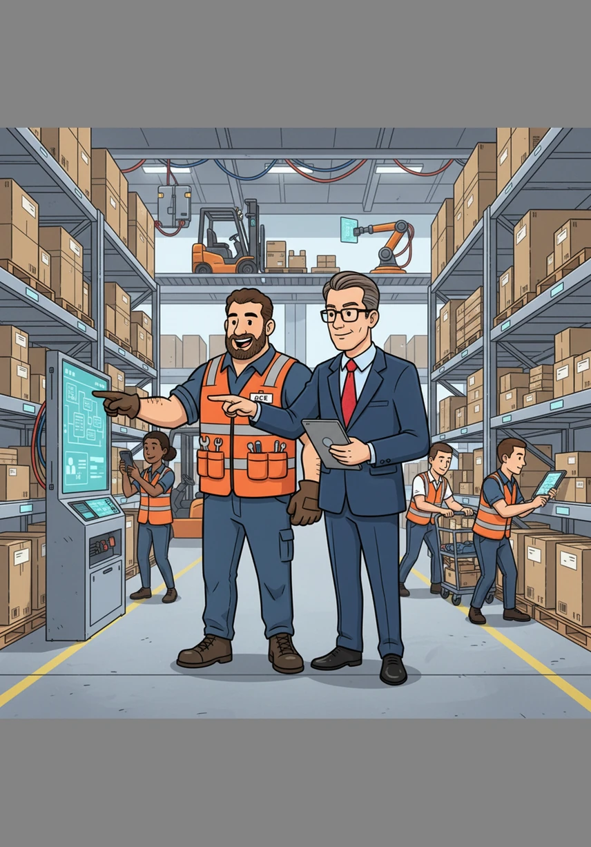 The warehouse team moves with practiced precision, gathering specialized equipment from high-tech shelves according to the file's instructions. Every item is cross-referenced with the mission data to ensure that the driver and technician have everything they need for success.