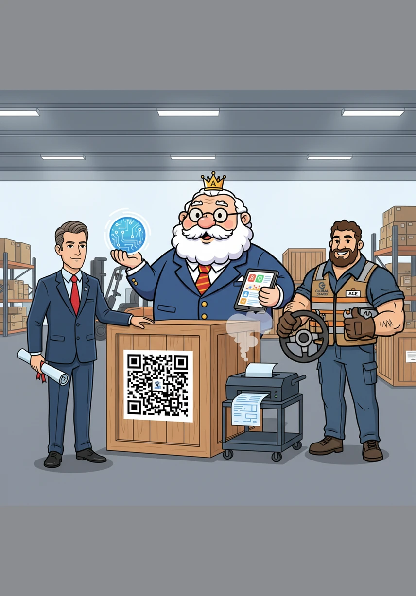 With a satisfying click of the printer, the custom QR code is produced and firmly attached to the side of the mission crate. This digital seal now holds all the information from Arthur's original file, ready to be scanned at a moment's notice.