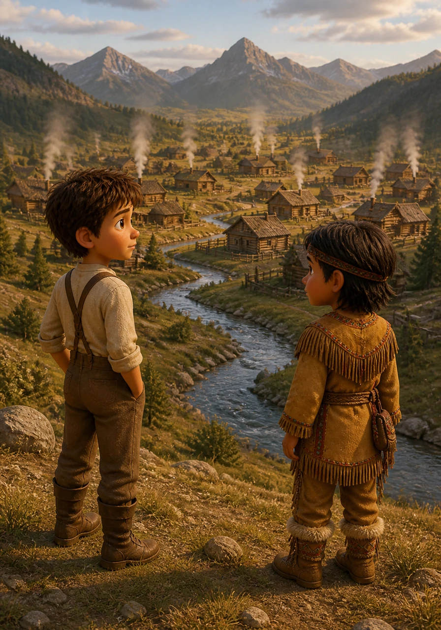 The landscape is soon dotted with small log cabins and smoke rises from many new chimneys, marking the growth of the settlements. While Thomas sees progress and safety, he also notices the strange silence where the great herds used to thunder and the absence of the people he once glimpsed by the creek.