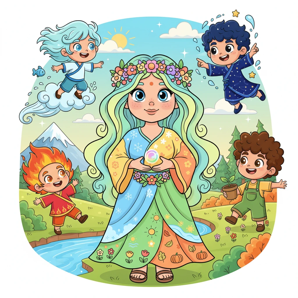 Mother Nature and Her Five Children: The Tale of Panchatattva - 童话故事