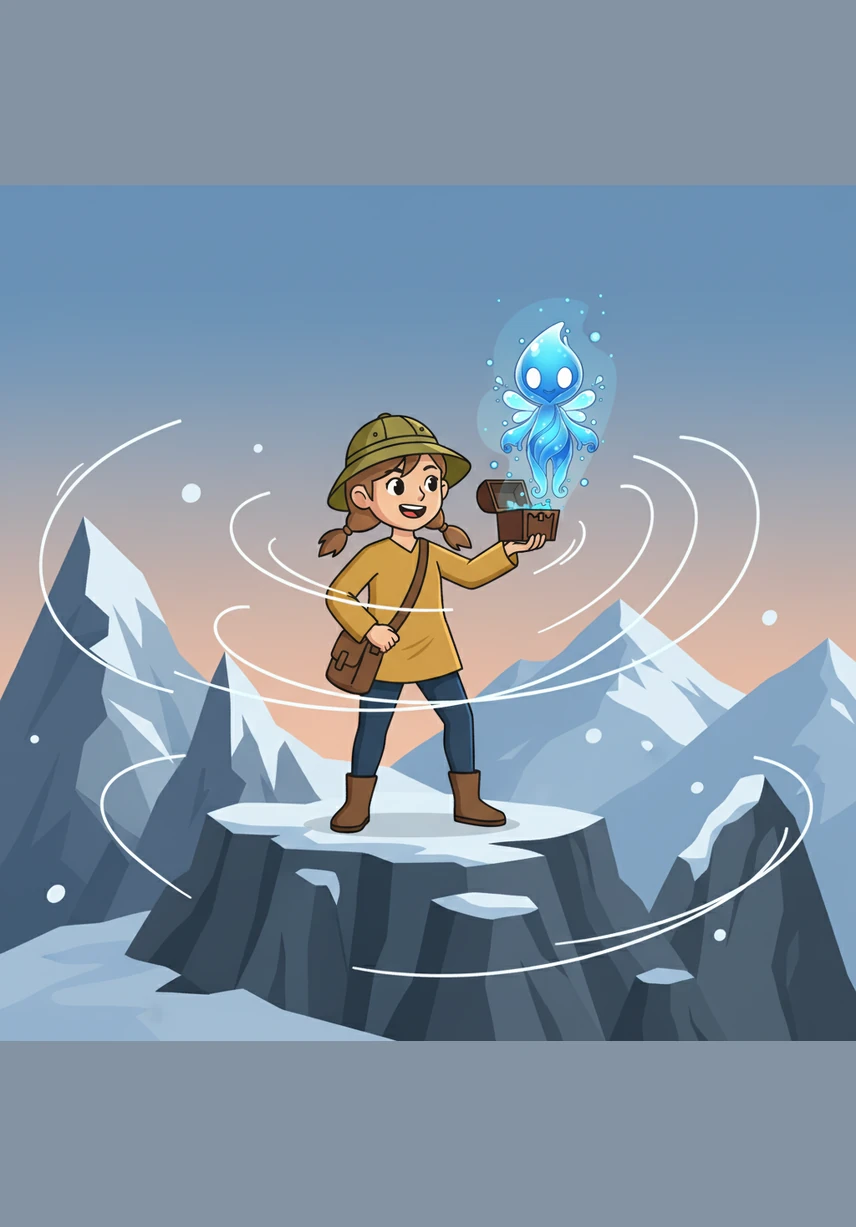 They climbed the high ridges of the Silver Peaks, where the air grew cool and the clouds felt close enough to touch. From the summit, Elara looked down to see a hidden valley cradled by mountains, shimmering with a faint, ethereal blue light.