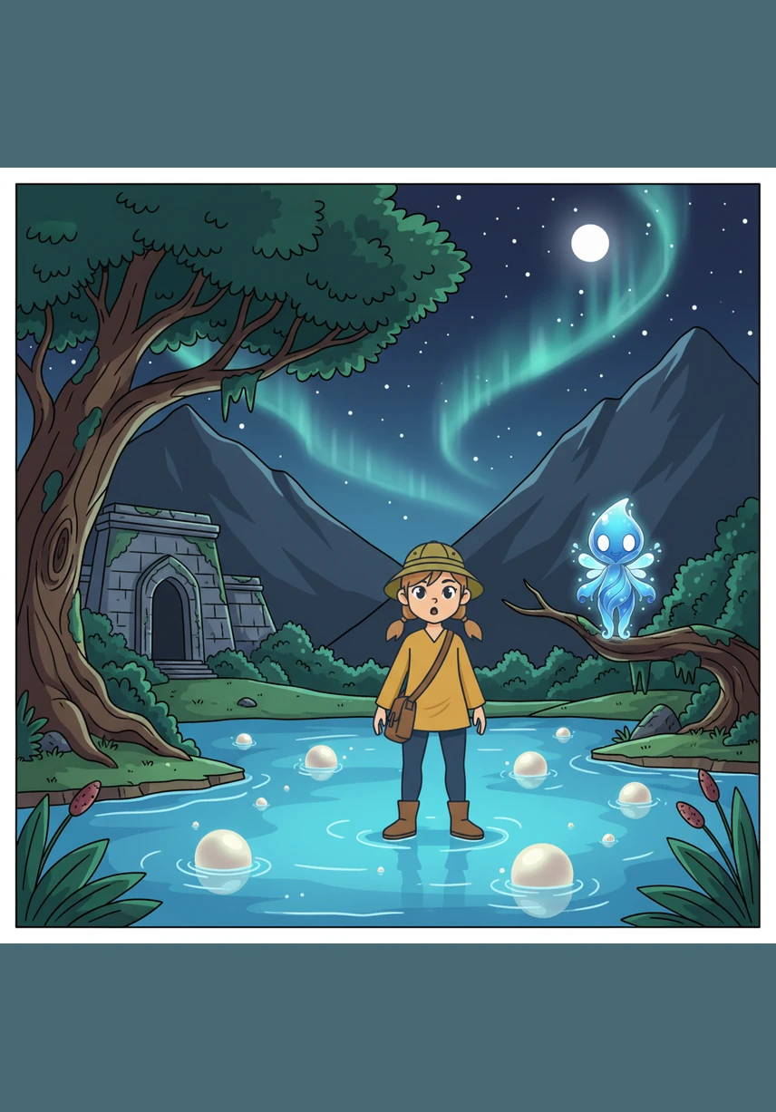 At the heart of the valley lay the Lost Pearl Lake, its surface as smooth as a mirror, reflecting a thousand stars. However, the lake's famous glow was fading into a dull grey, and a heavy sense of sadness hung over the still, dark waters.