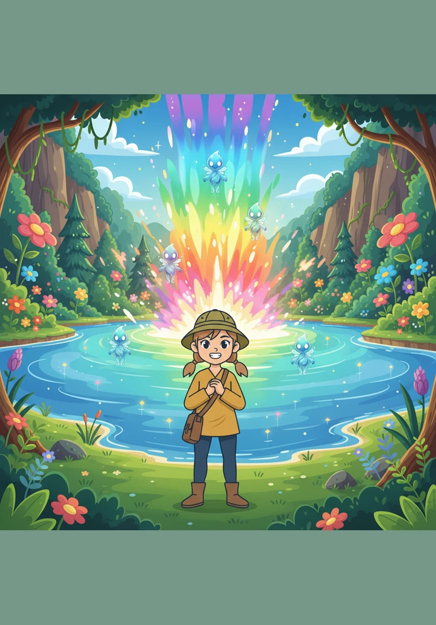 The lake burst into a brilliant display of colors, restoring life to the valley and making the surrounding forest bloom with magic. Elara stood on the shore with a smile, knowing she had become the true guardian of the lake's ancient and beautiful secret.