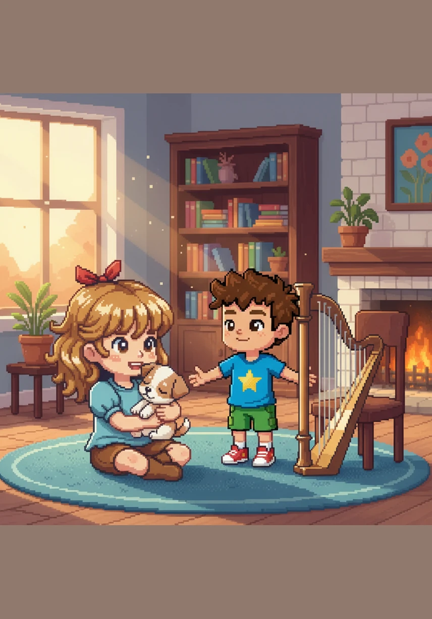As the sun began to set, the house became still and filled with a sense of calm. Maya looked at her harp and realized that she hadn't just found an instrument, but a way to bring joy and peace to everyone she loved.