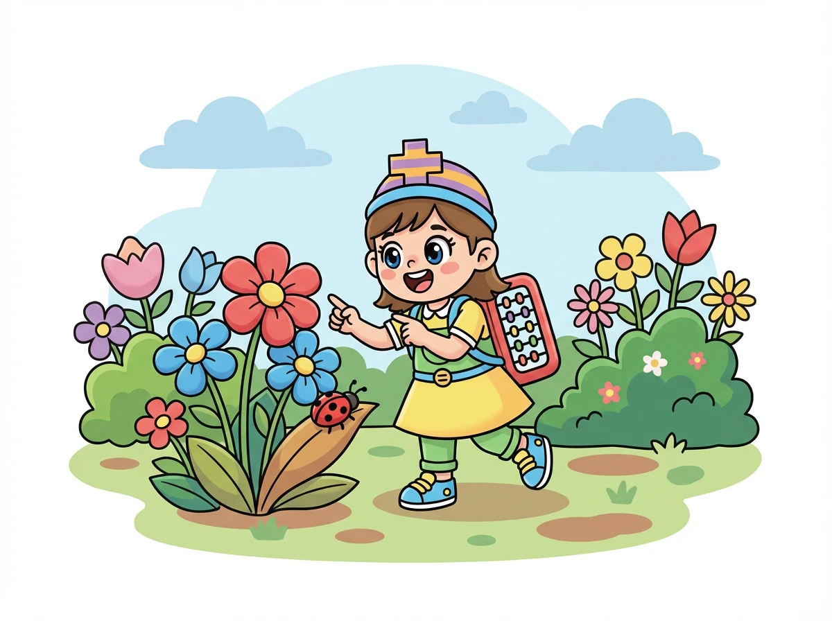 Rara semakin bersemangat belajar matematika. Ia menyadari, matematika bisa ditemukan di mana saja, bahkan di kebun yang penuh warna.