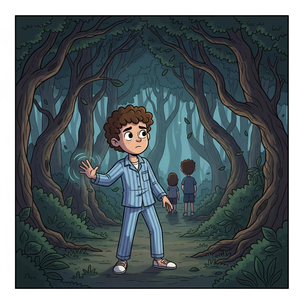 Enquanto procuravam por Will na floresta, uma estranha vibração percorreu o ar, fazendo as folhas das árvores balançarem de forma antinatural. Gabriel sentiu um alerta do sistema: "Percepção do Sobrenatural Aumentada!". Ele olhou para trás, mas seus amigos não notaram nada, apenas o silêncio opressor da floresta.