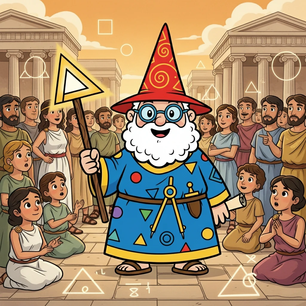 News of Pythagoras’s amazing theorem spread throughout Greece. People everywhere began to appreciate the beauty and order hidden within the world of numbers and shapes. Pythagoras smiled, knowing he had opened a door to a new world of understanding.