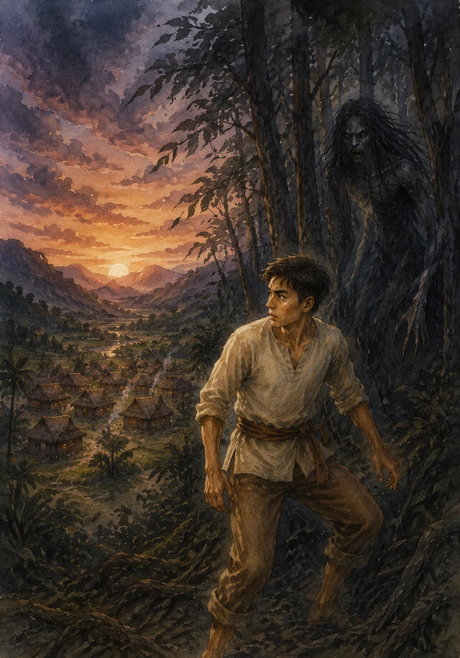 The village sits in a valley where the wind moans through the trees like a restless spirit. As the sun dips below the mountains, the forest turns into a wall of impenetrable darkness, hiding ancient secrets and watchful eyes.