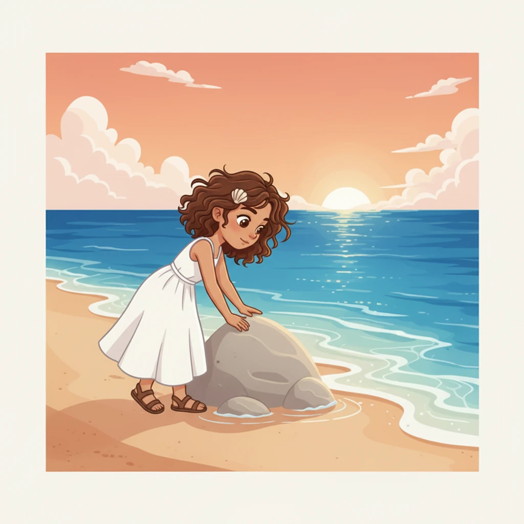 As evening approached, the sky turned to hues of pink and orange, casting a warm glow over the entire coastline. Aria stood silhouetted against the breathtaking sunset, watching the sun dip below the horizon. It was a perfect end to a perfect day.