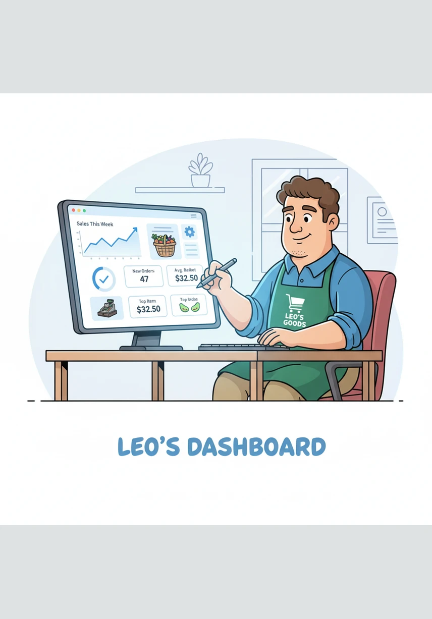 Next, he designed a bright and simple dashboard on his screen with buttons for dates and switches for promotions. He wanted a tool that would make the complicated world of data feel like a simple, friendly conversation.