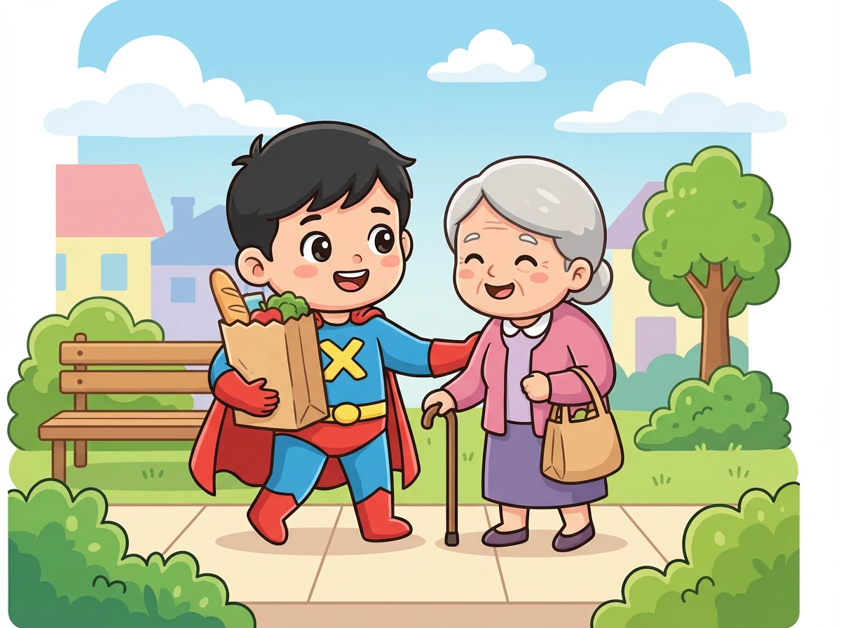 小明成为了社区里的小英雄，大家都非常喜欢他。但他并没有因此骄傲，而是更加努力地帮助别人。