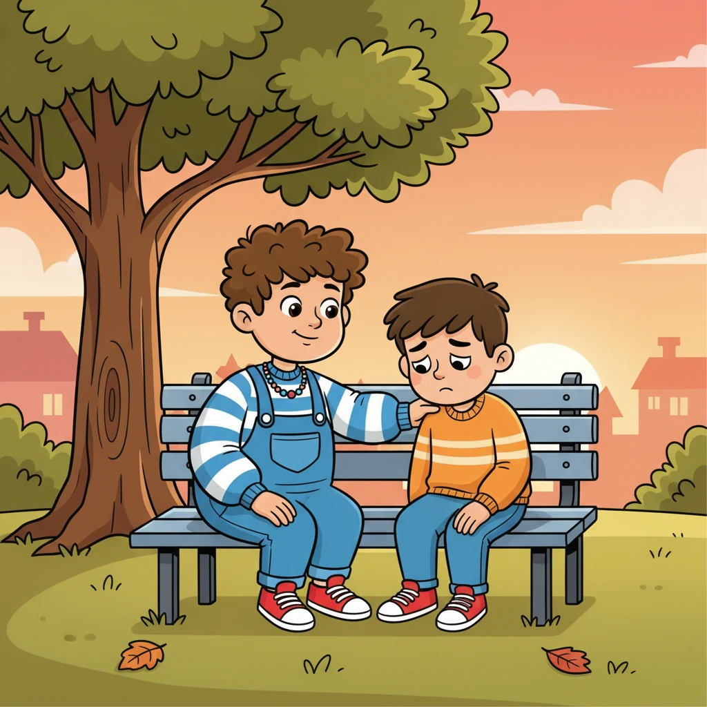 After school, Edward found David and offered words of comfort. "You're my friend," he said gently. David managed a small smile, but still felt the sting of loneliness.