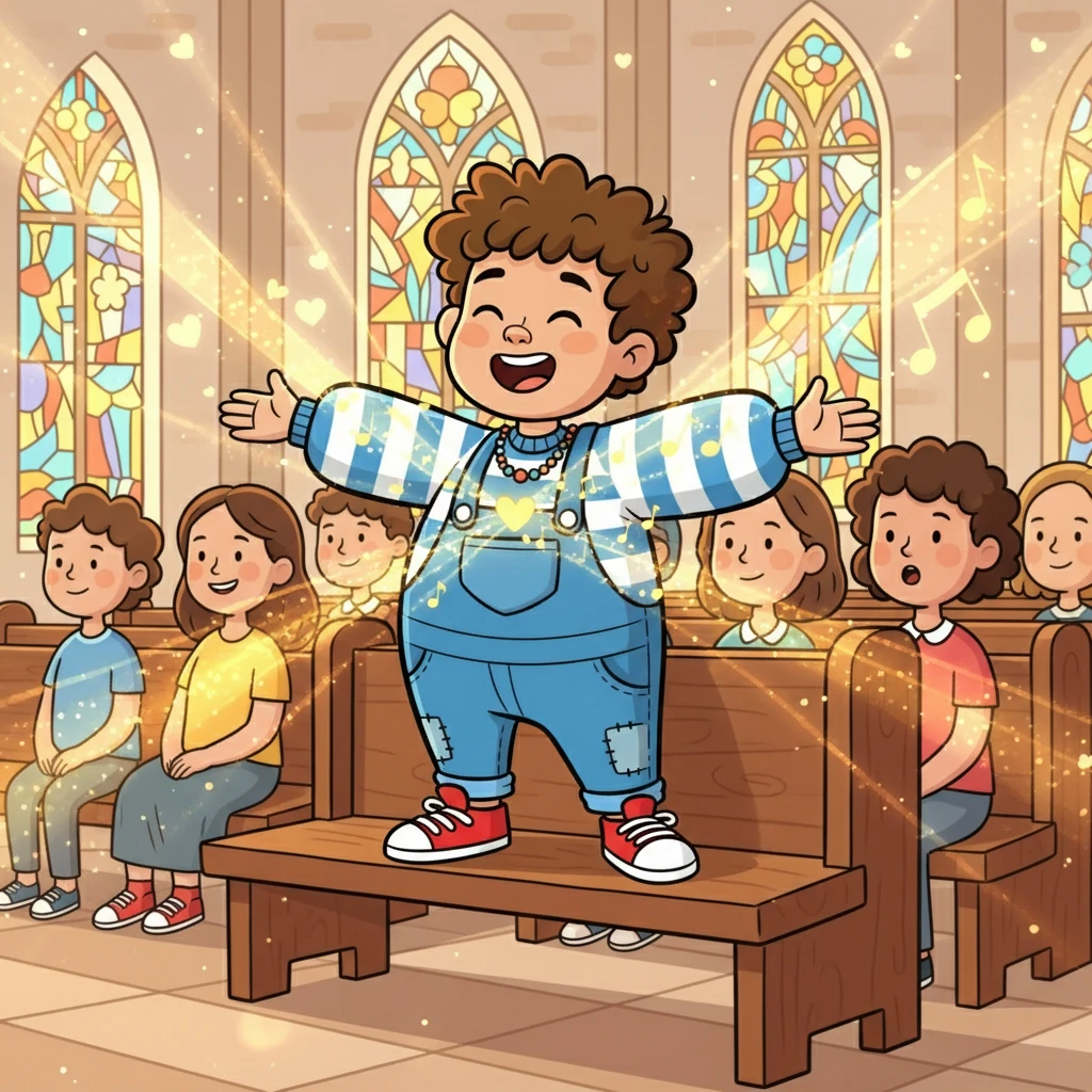 In church, Joe listened to songs about Jesus' love. A warm feeling spread through his heart, a feeling he had never experienced before. He felt a sense of belonging.