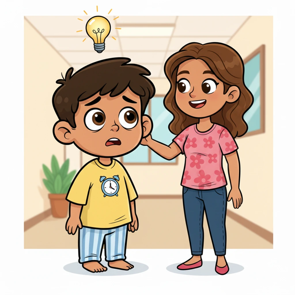 Just as Ravi felt a wave of panic, a friendly colleague with a warm, encouraging smile gently placed a hand on his shoulder. “Don’t worry,” she chirped, a literal light bulb appearing above Ravi’s head as her offer to help instantly lifted his spirits, making his tense shoulders relax.