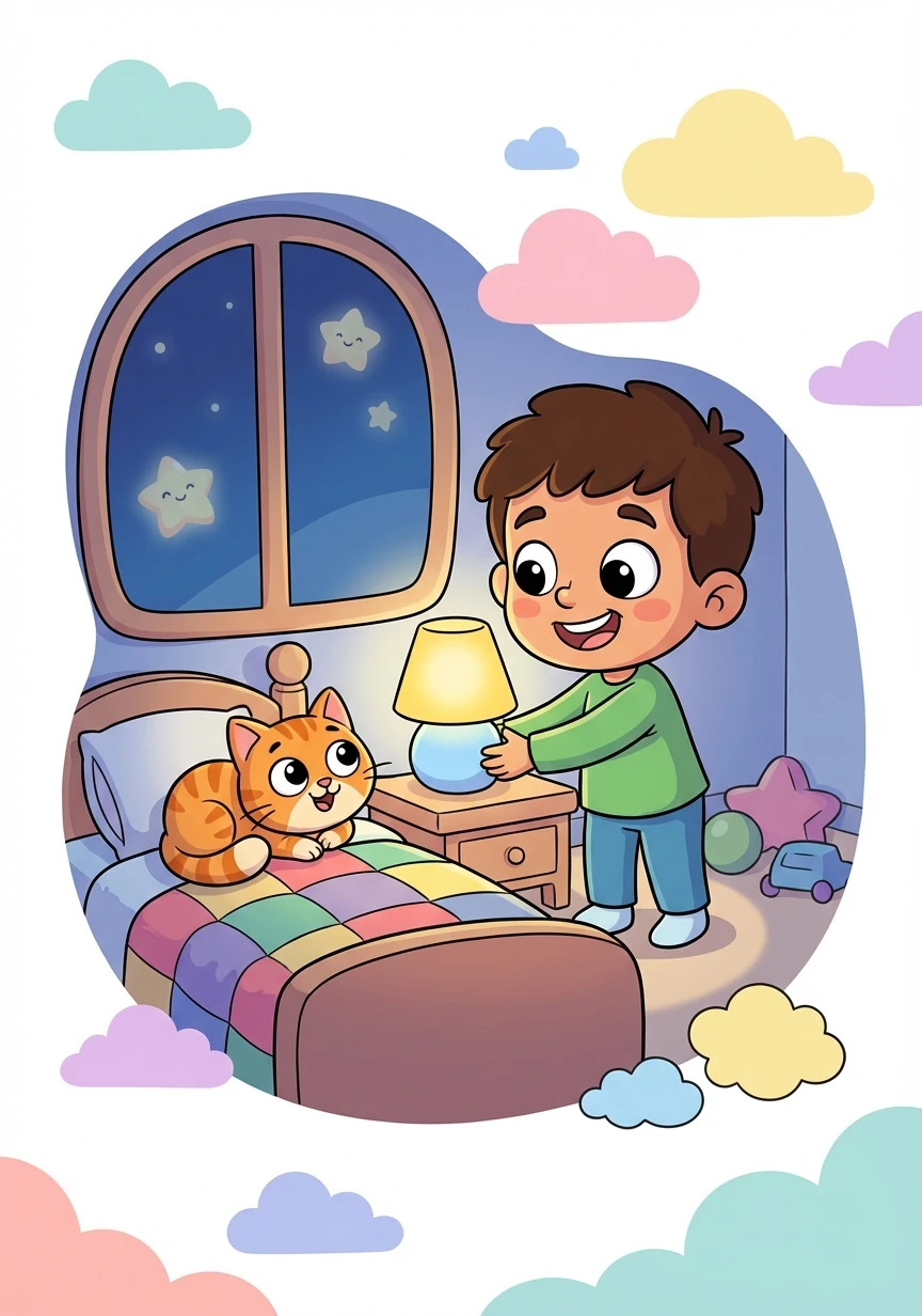 عاد خالد وفرفور إلى غرفة خالد. شعر خالد الآن بشجاعة أكبر. قرر أن يترك مصباحه الصغير مضاءً.