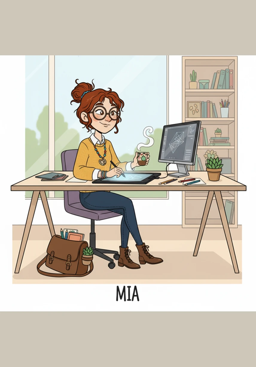 She begins her journey by exploring the intuitive interface of Canva, experimenting with bold colors and elegant typography. Mia learns that simple design rules can turn a blank canvas into a stunning visual piece.