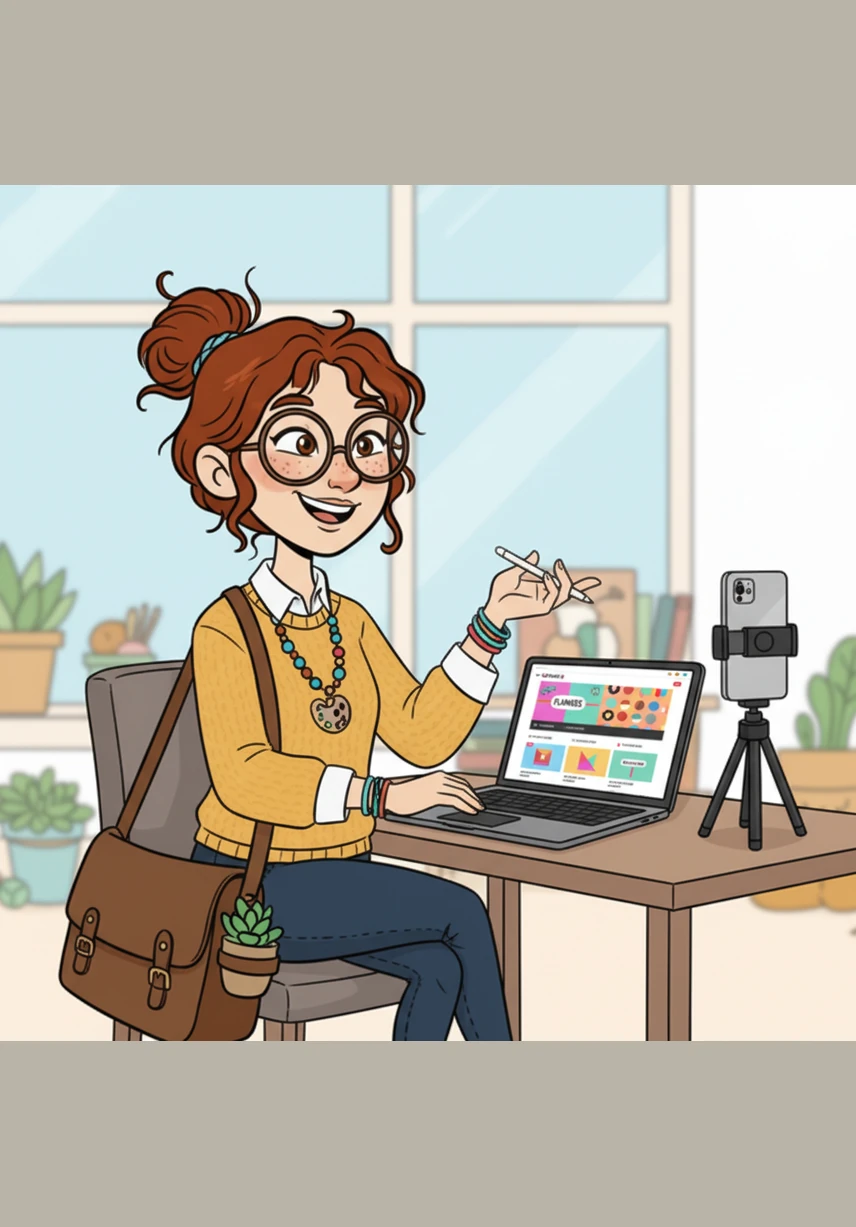 Mia uses Canva to create eye-catching social media posts to promote her new shop to the world. She shares her design process and the benefits of her planners with a growing audience of interested followers.