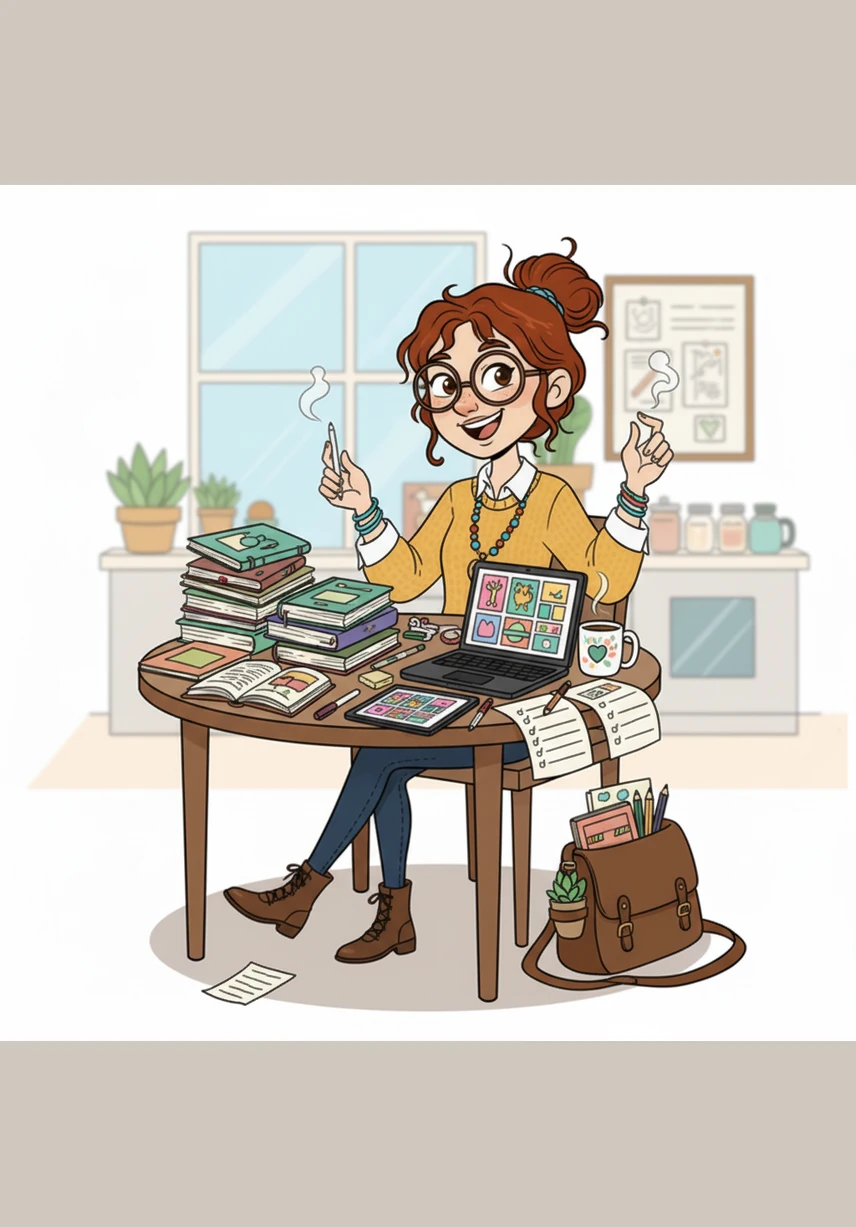 Encouraged by her success, Mia expands her shop to include journals, checklists, and social media templates. Her small kitchen table has transformed into a thriving command center for her growing digital empire.