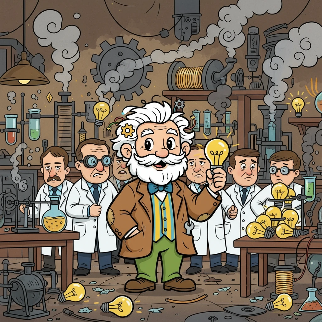Years later, Thomas and his team worked tirelessly in their lab, filled with the smell of coal and the hum of machinery. They experimented with different materials, trying to find the perfect filament for the light bulb. Despite their efforts, failure was a constant companion.