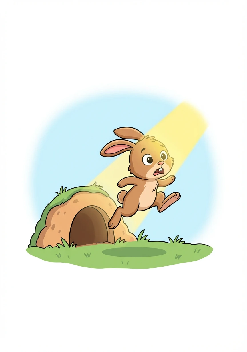 Runny the bunny, so quick and so spry,
Woke up one morning with sunshine in his eye.
"I'm late! I'm late!" he cried with a bound,
"So much to do, all over the ground!"