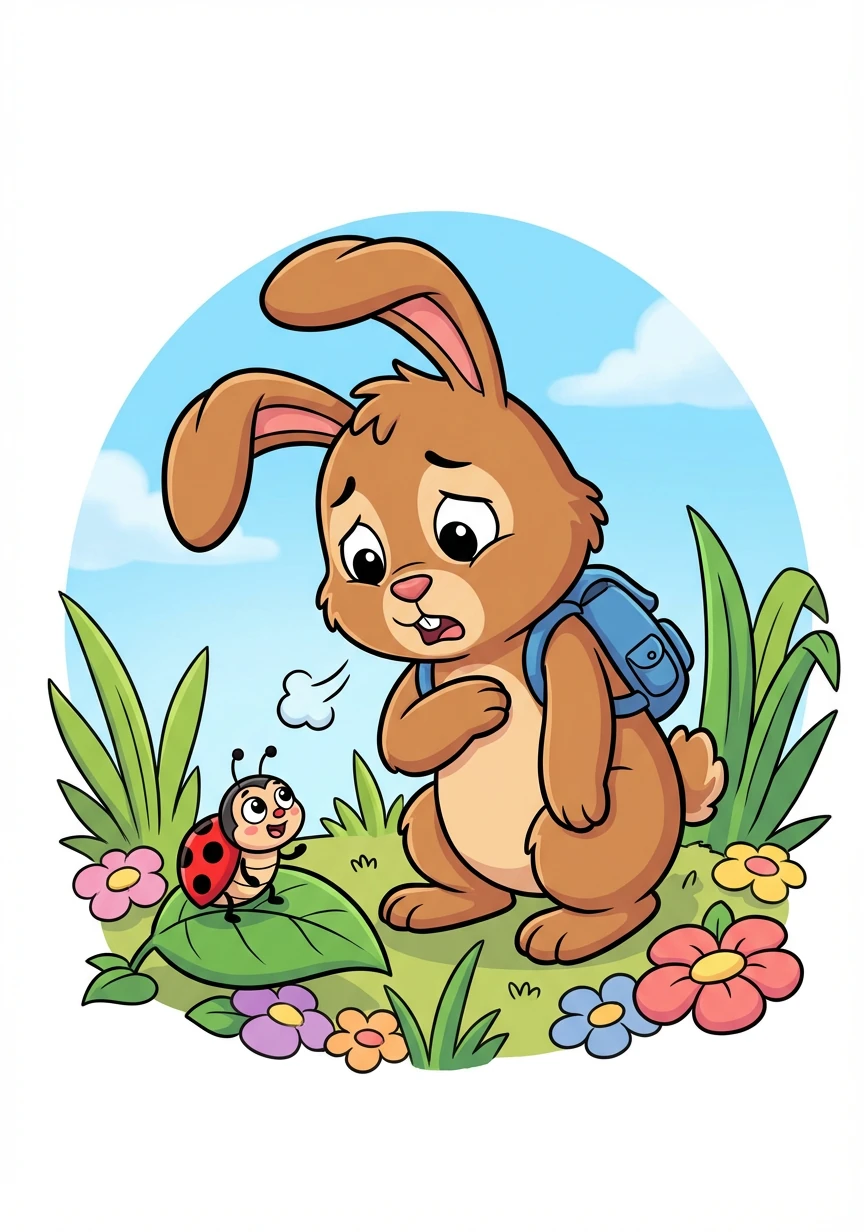 A friendly ladybug, tiny and red,
Said, "Why are you rushing? What's in your head?"
Runny sighed deeply, "So much to be done,
Before the setting of the sun!"