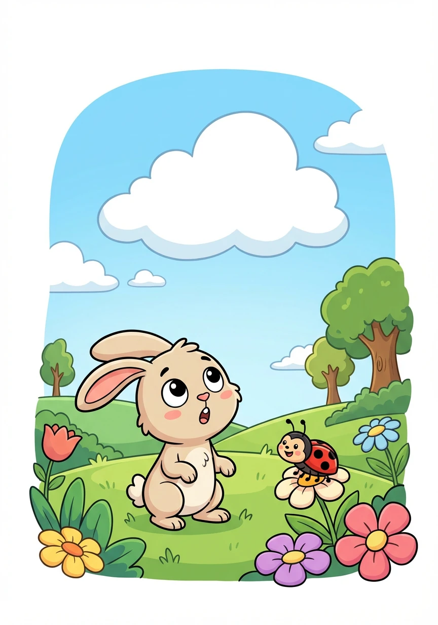 "But look all around you," the ladybug said,
"The beauty you're missing, the joy to be spread!"
Runny paused briefly, and glanced at the sky,
A fluffy white cloud drifting lazily by.