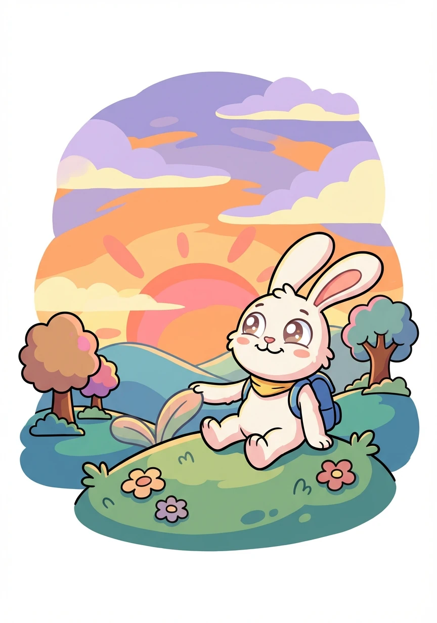 The sun started setting, painting the sky,
With colors of orange, as the day drifted by.
Runny felt happy, and calm, and serene,
A wonderful feeling, he'd never quite seen.