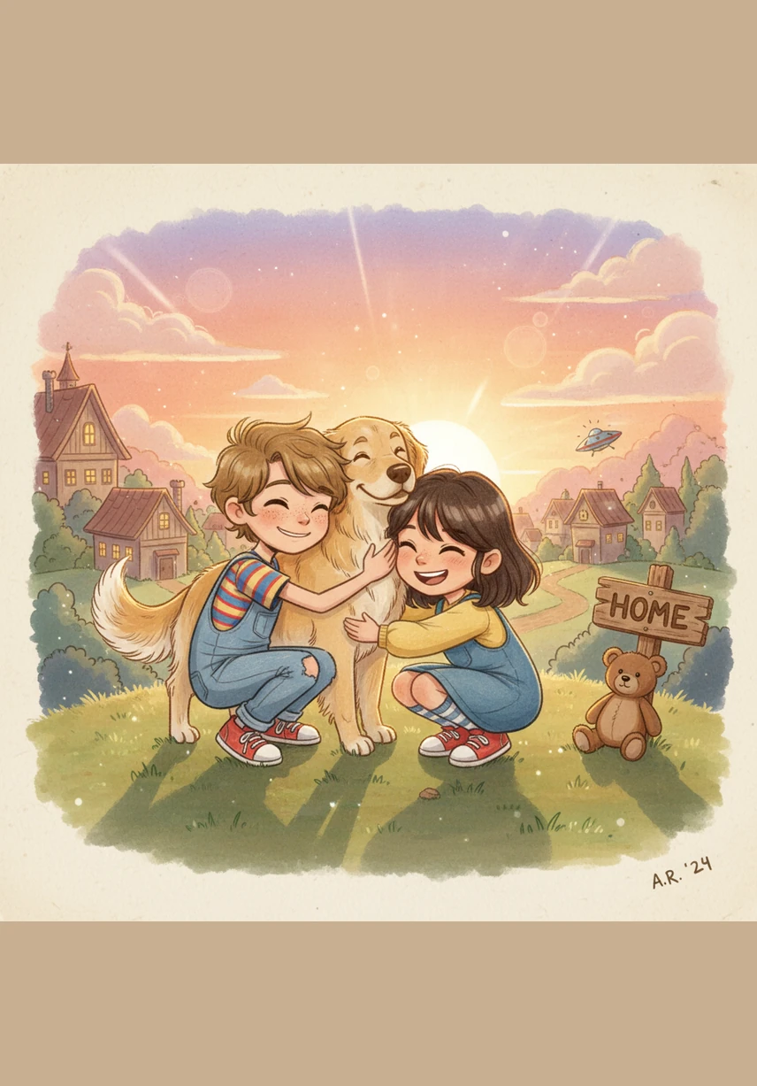 Back at home, Kacey curls up in her favorite sunlit spot on the living room rug. Her eyes drift shut as she dreams of brave dragons, silly fish, and the happy voices of her friends. She is a therapy dog, and she knows that sometimes, the best way to help is simply to listen.