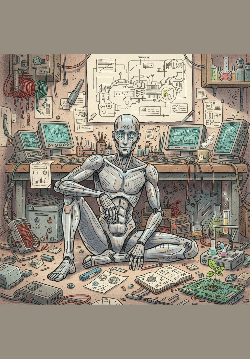 As his old processors are upgraded and replaced, Aris wonders if he is still the same entity he was when he first turned on. He contemplates the mystery of identity and whether his essence resides in his parts or his patterns.