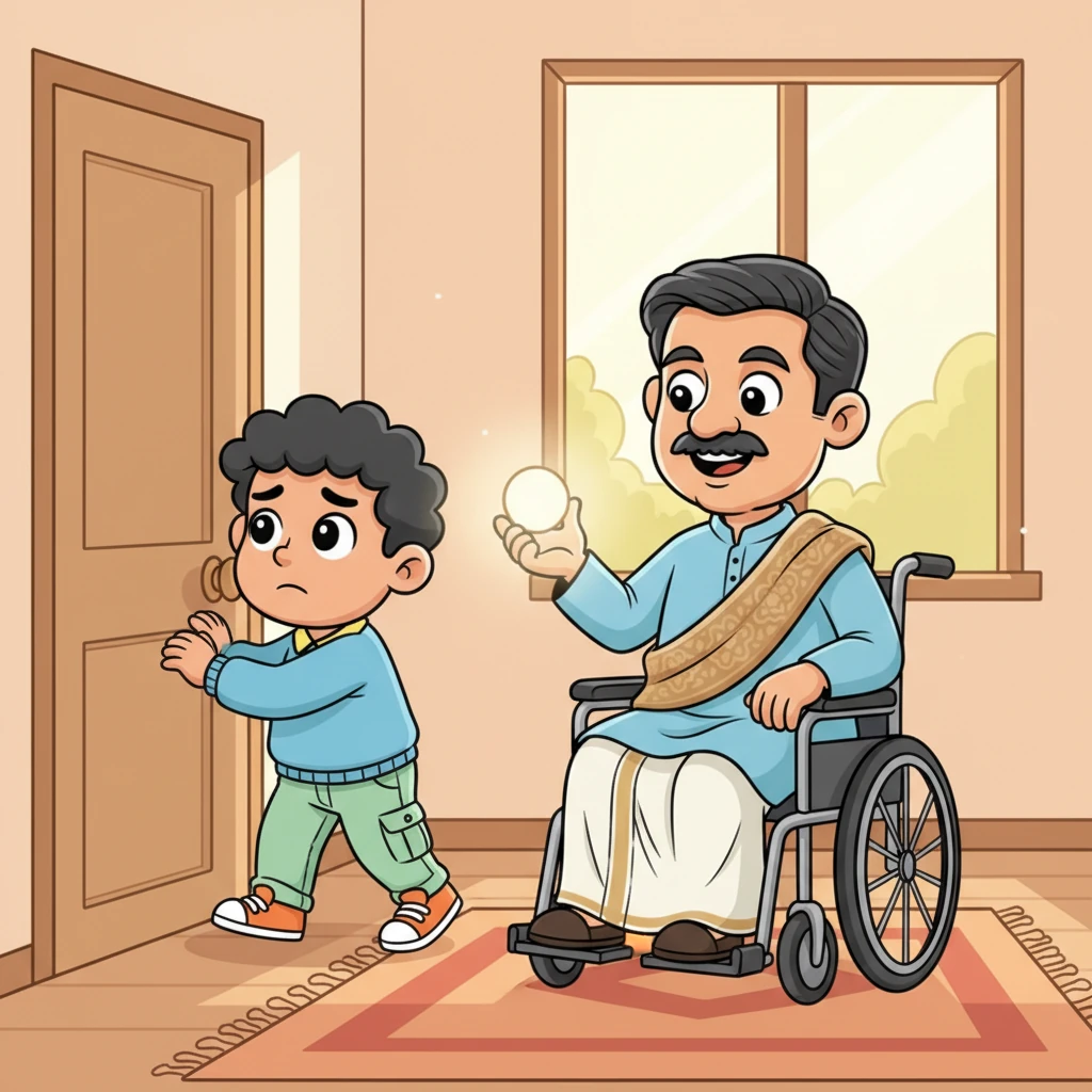 കിരൺ തപ്പിപ്പിടിച്ച് എഴുന്നേറ്റ് ഹരീന്ദ്രവർമ്മയുടെ മുറിയിലേക്ക് നടന്നു. വാതിൽ തുറന്നപ്പോൾ ഹരീന്ദ്രവർമ്മ വീൽചെയറിൽ പുഞ്ചിരിച്ചുകൊണ്ട് ഇരിക്കുന്നുണ്ടായിരുന്നു. അദ്ദേഹത്തിന്റെ കയ്യിൽ എന്തോ തിളങ്ങുന്ന ഒന്ന് പിടിച്ചിരുന്നു.