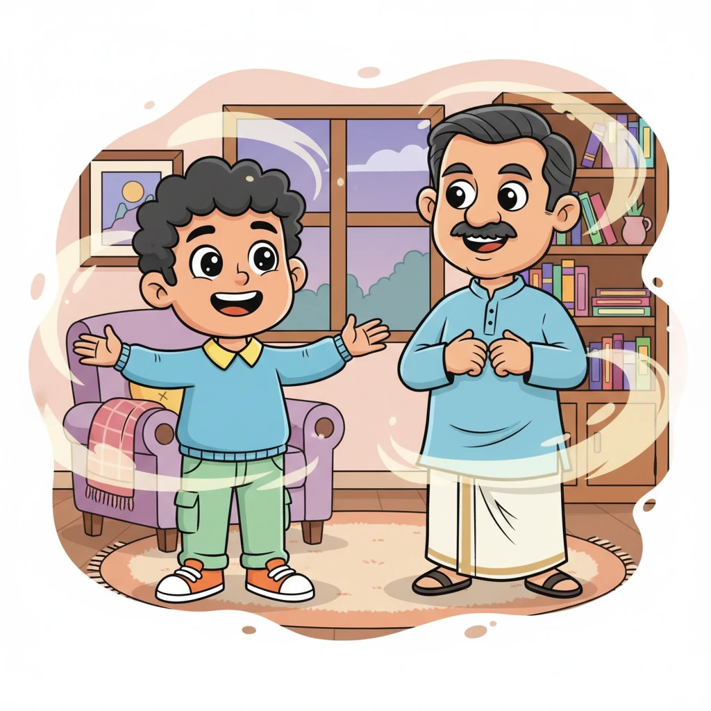 മേഘങ്ങൾ സാവധാനം മങ്ങിത്തുടങ്ങി, അവർ വീണ്ടും സുഖപ്രദമായ മുറിയിലേക്ക് മടങ്ങിയെത്തി. മനസ്സ് നിറയെ മനോഹരമായ ഓർമ്മകളും പുത്തൻ ഉന്മേഷവുമായിരുന്നു അവർക്ക്.