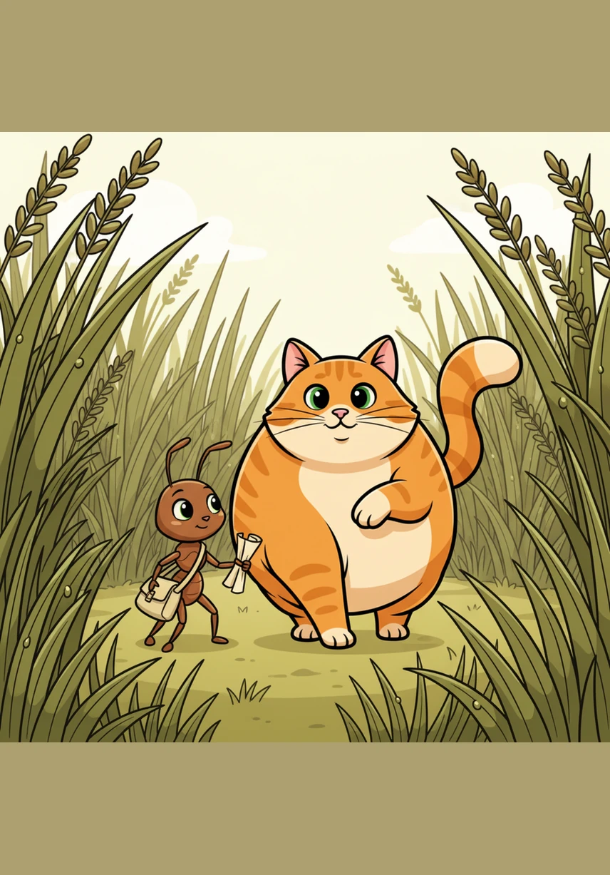 Annie carefully packs a small tan bag with everything she might need for her trip. She slings the strap over her shoulder and stands ready for a grand adventure through the tall weeds.