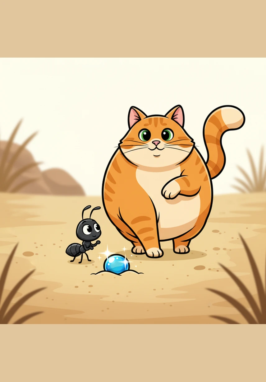 In a small patch of dry sand, Annie spots something sparkling and bright. It is a beautiful blue glass bead that shimmers like a star under the midday sun.