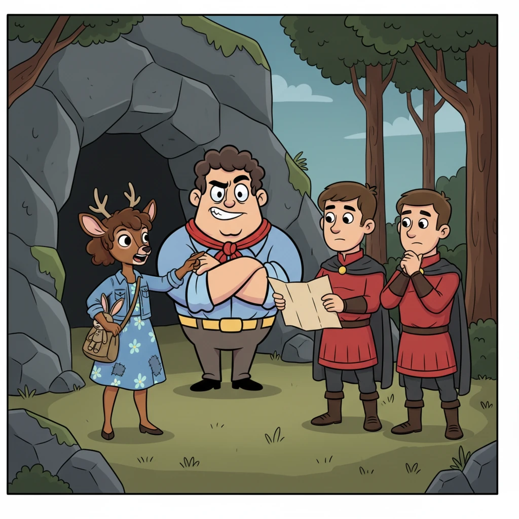 Days later, Elena-deer had fully recovered. She tracked the bat-father to a dark, damp cave, only to discover the menacing Mercenaries were also hiding inside! Realizing she couldn't face them alone, she sought out the red-and-black clad Legionaries. Sharing her vital information, Elena-deer and the Legionaries began to plan a clever surprise attack.