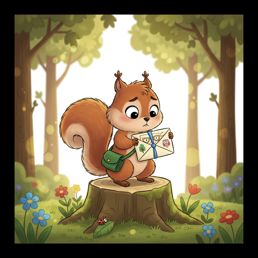 Winky the Wide-Eyed Squirrel loved playing hide-and-seek, but lately, the distant acorn trees looked a little fuzzy. One sunny morning, a special letter arrived, inviting Winky to a grand 'Eye Exam Quest' at Dr. Owl's clinic. Winky felt a tiny flutter of worry in their tummy.