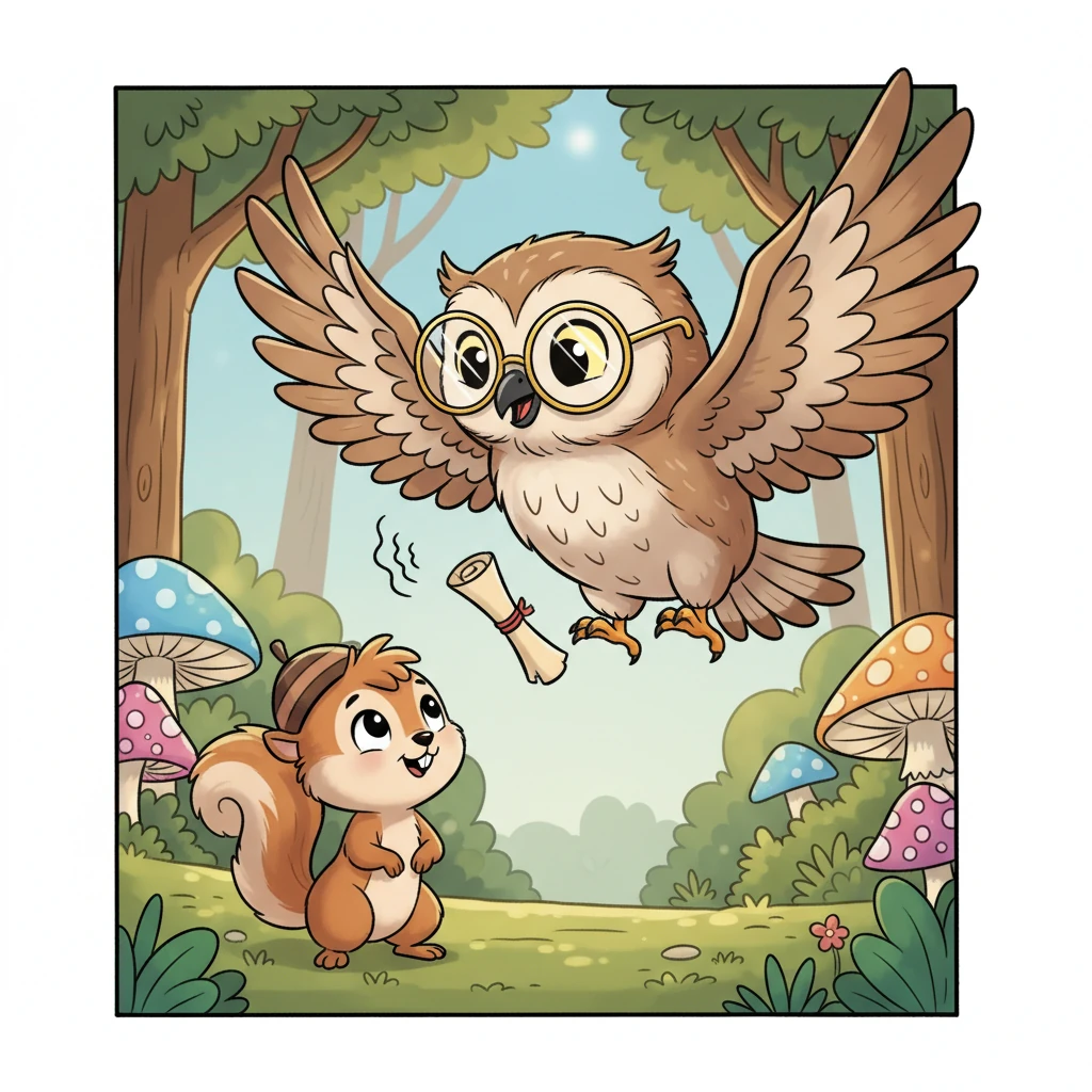 Soon, Dr. Owl swooped in, a wise and gentle owl with sparkling spectacles and a warm hoot. Dr. Owl had a friendly voice and explained that today's visit would be a series of fun games and challenges to discover Winky's super-seeing powers. Winky felt a little spark of excitement.