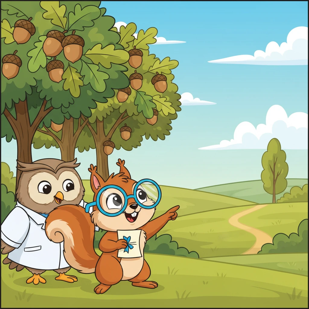 After all the games, Dr. Owl gave Winky a special 'Super Vision Certificate' and a pair of shiny, new, perfectly fitting glasses! Winky tried them on, and suddenly, the distant acorn trees looked crisp and clear, bursting with vibrant detail.