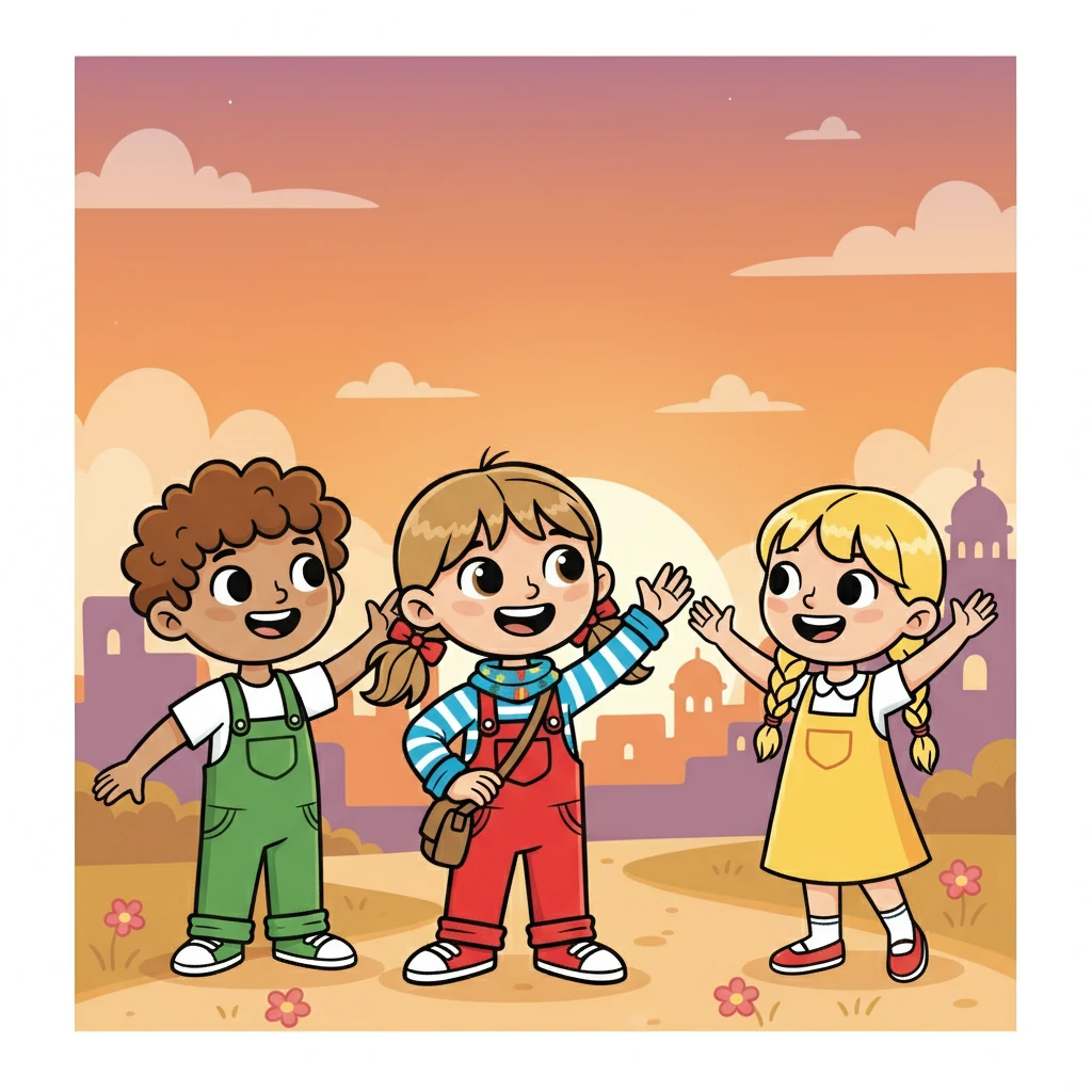 Au coucher du soleil, Lina et ses amis se disent au revoir, le cœur rempli de joie et de souvenirs précieux. Ils promettent de se retrouver bientôt, pour un autre thé à Sidi Bou Saïd.