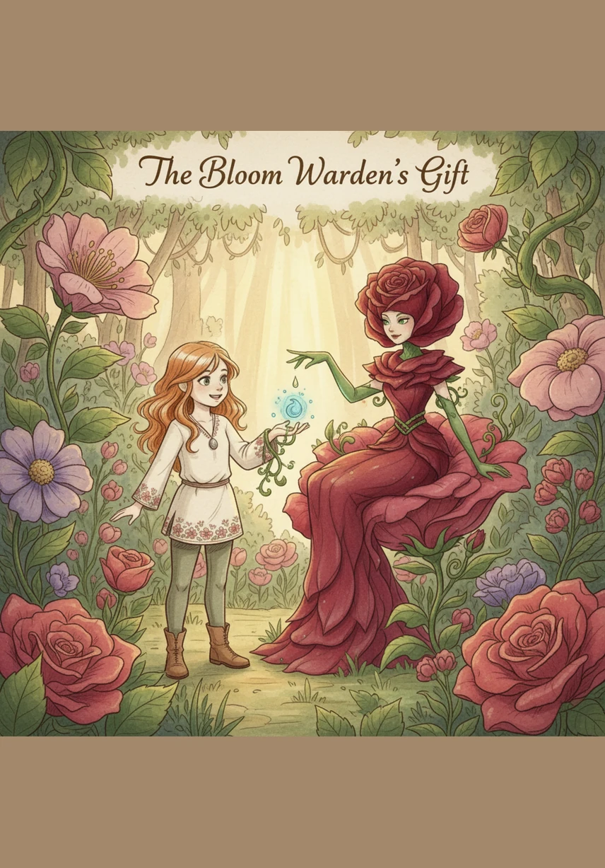 Lily skipped through her grandmother’s wild garden, where the grass grew tall and the air smelled of honey. Hidden among the weeds, she noticed a single, vibrant crimson rose that seemed to shimmer with its own inner light.