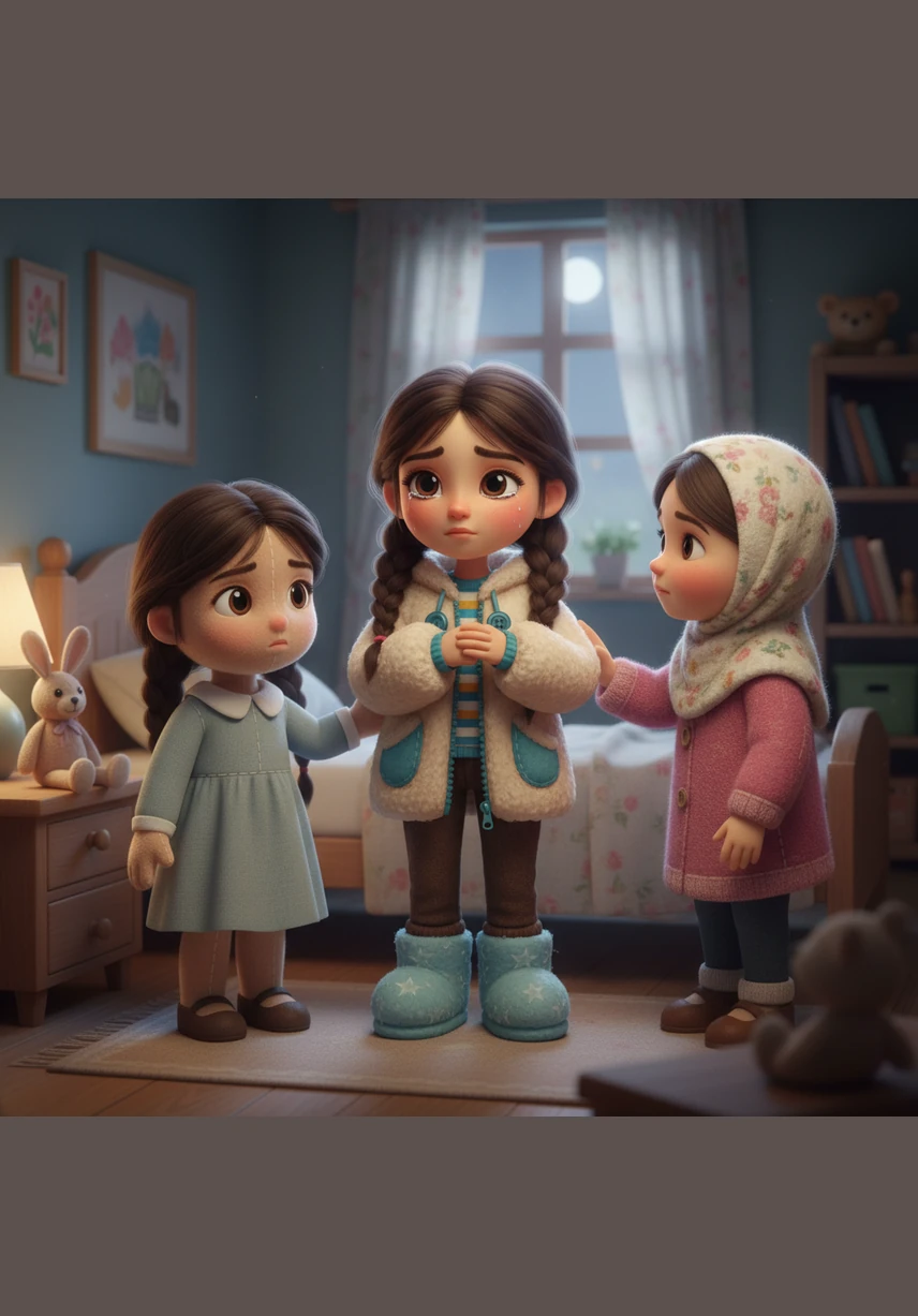 ليان وإيلان وشام يتحدثن بصوت رقيق عن قصصهن المفضلة، فتتحول الدقائق الثلاثون إلى رحلة عبر الخيال، حيث تتلاشى أصوات الحرب وتختفي خلف نبرات أصواتهن المليئة بالحياة.