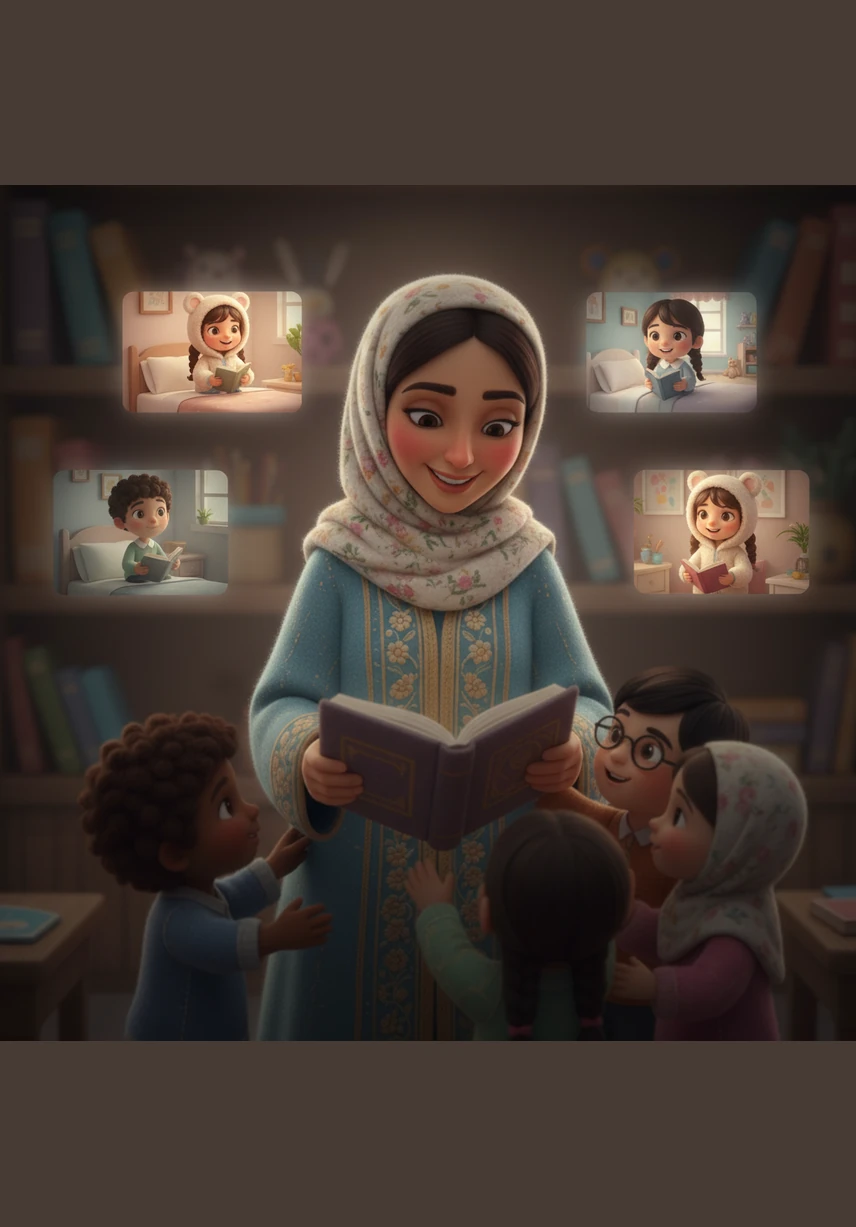 ينتهي اللقاء وتظلم الشاشة تدريجياً، لكن النور يبقى مشعاً في غرفهن الصغيرة وقلوبهن، فالمعلمة نصرة تعلم يقيناً أن تلك الدقائق لم تكن مجرد درس، بل كانت وطناً دافئاً بنوه معاً بالحب.