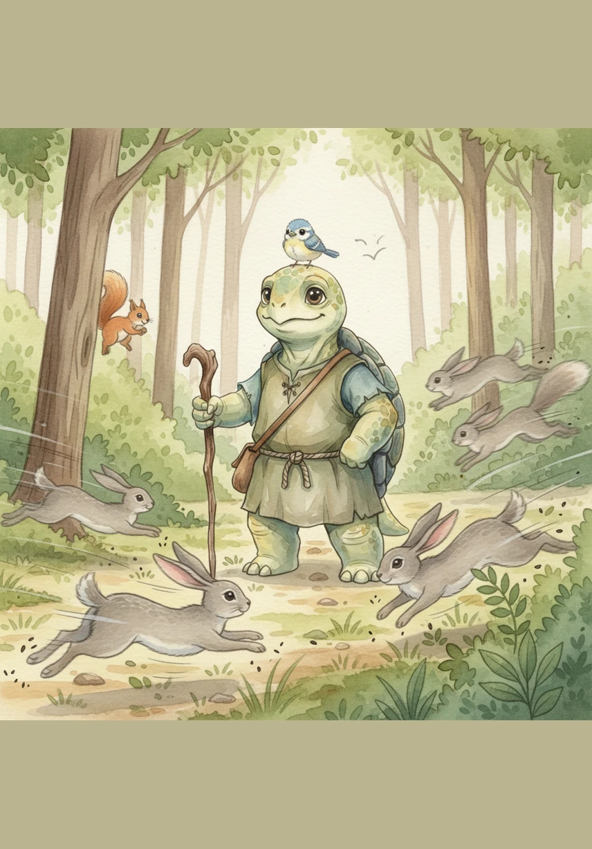 The forest was home to many fast animals like rabbits and squirrels who loved to spend their days racing through the bushes. They zipped and zoomed past Frank, their feet pitter-pattering quickly across the forest floor in a blur of motion.