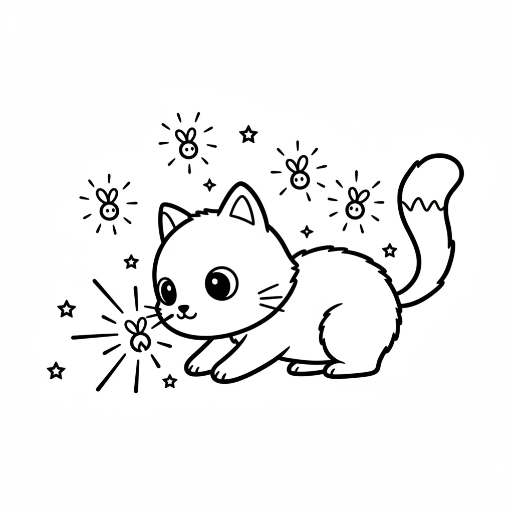 Gently, Luna reached out and nudged the firefly with her soft nose. Instantly, the firefly's light burst into a brilliant sparkle. It buzzed happily around her head.