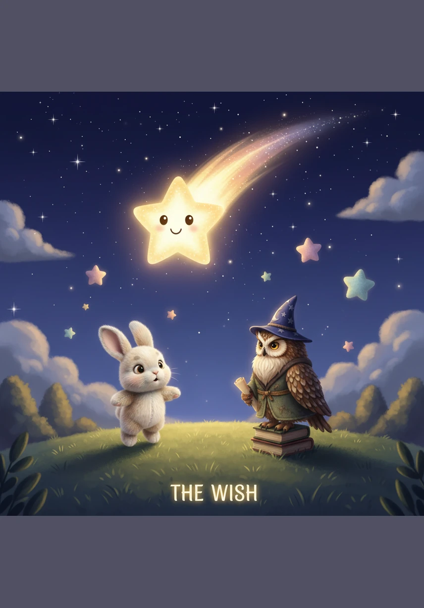 Suddenly, a shimmering bridge made of pure moonlight stretched from the sky down to Pip’s windowsill. A tiny, glowing train with wheels made of pearl puffed silent clouds of lavender-scented steam as it glided to a stop. Pip’s ears perked up in wonder as he realized the Dream Train had arrived just for him.