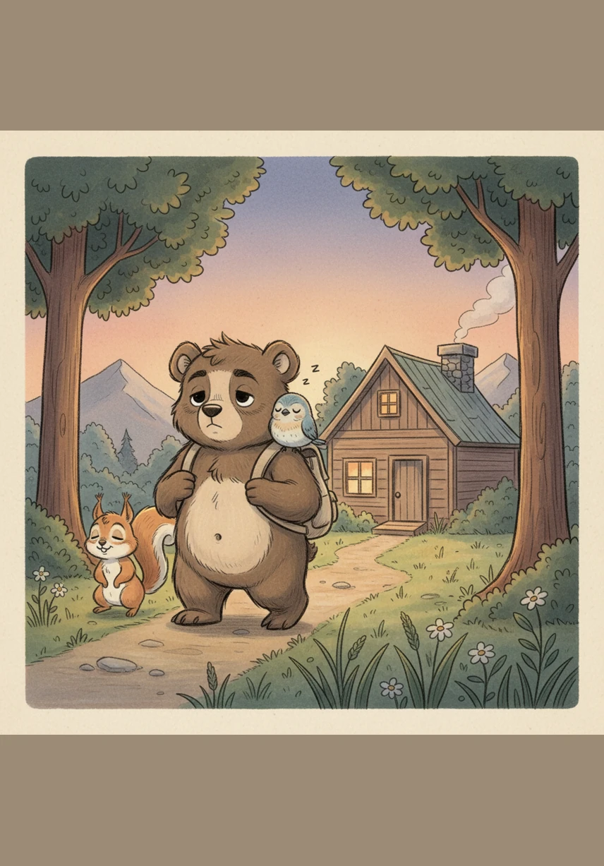 As the sun sets and the stars begin to twinkle, Barnaby walks back to his cozy cave with a warm feeling in his chest. He realizes that being kind to others is the best way to have a truly wonderful day.