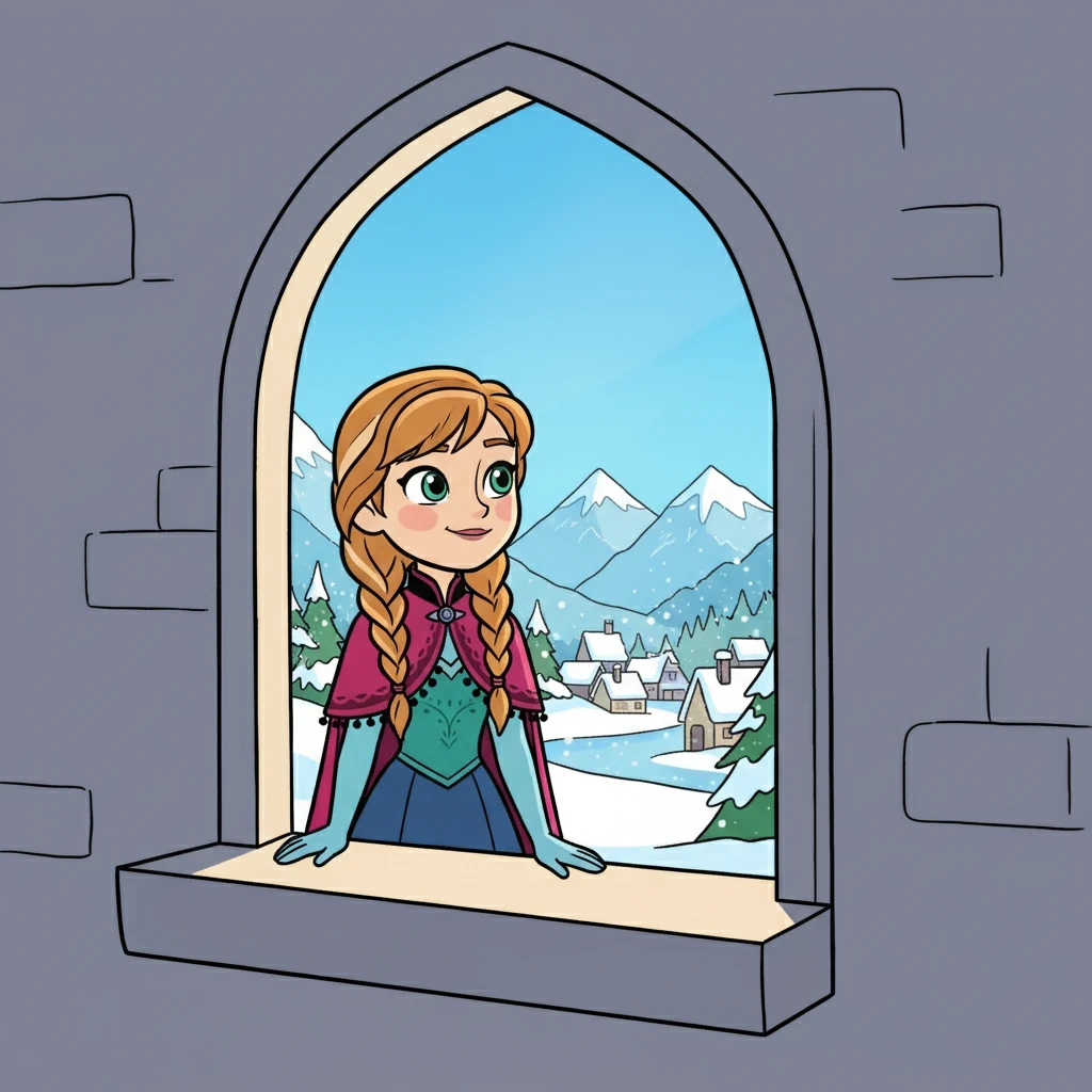 Anna, a spirited princess, gazed out of her castle window, dreaming of adventure. The kingdom of Arendelle sparkled under a blanket of fresh snow, a perfect day to explore. She longed to break free from the castle walls.
