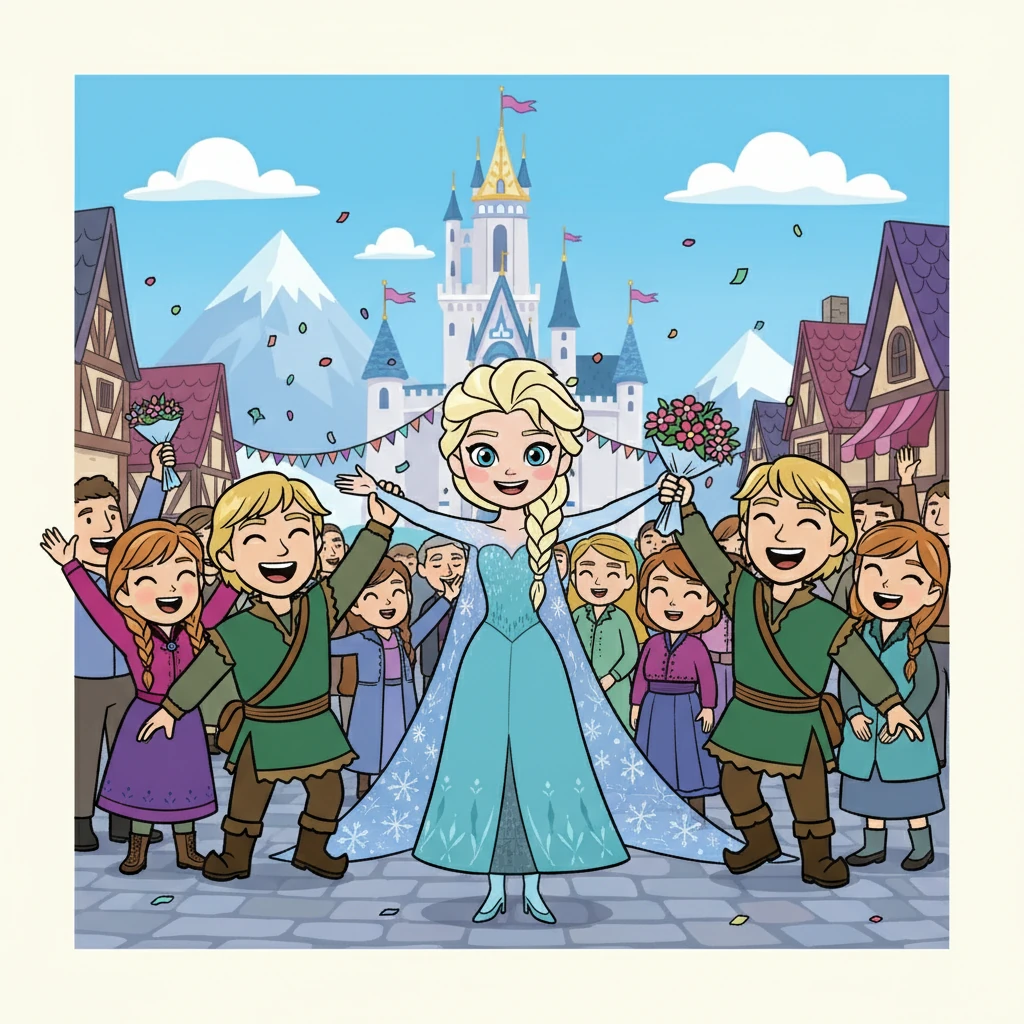 They returned to Arendelle, where Elsa was welcomed back with open arms. The kingdom was filled with joy and celebration.
