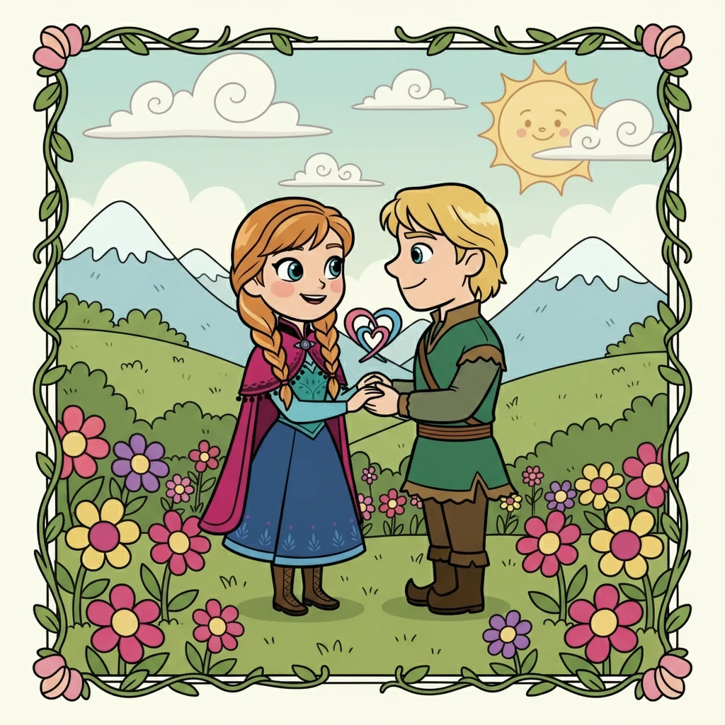 Anna and Kristoff, now deeply in love, shared a sweet moment, their hearts intertwined. They knew their journey had just begun.